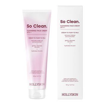 Крем для щоденного очищення шкіри обличчя HOLLYSKIN So Clean. з екстрактом камелії і рисом